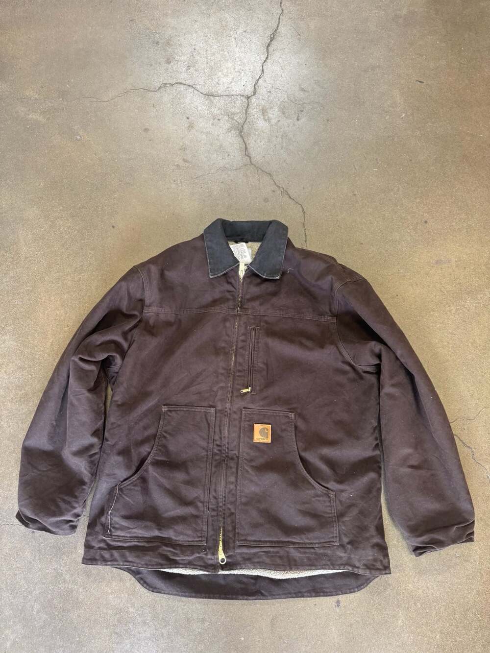 Vintage Carhartt Sherpa-Lined Ridge Jacket Dark Brown C61 DKB Mens Large